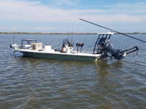 Spyder Skiff in mosquito Lagoon with stiffy push pole